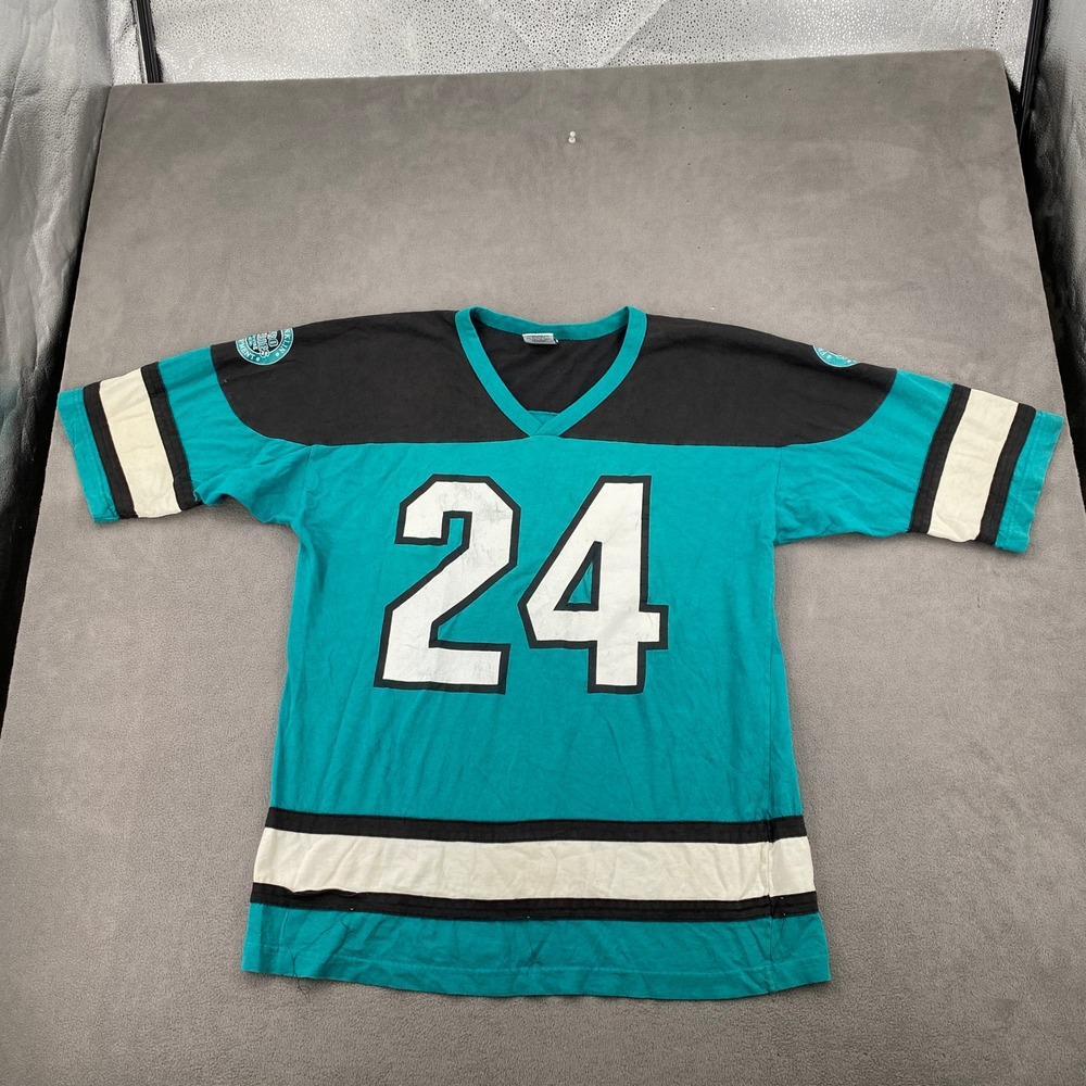Vintage 90s Franklin Pro Series Jersey Shirt Teal Black Number 24 Mens Large USA